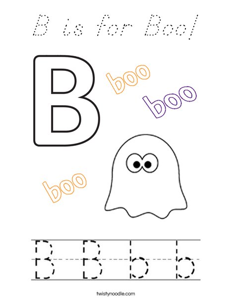 B is for Boo! Coloring Page