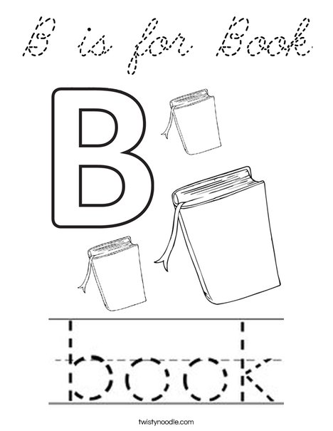 B is for Book Coloring Page