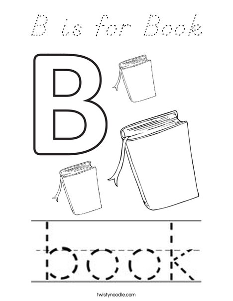 B is for Book Coloring Page