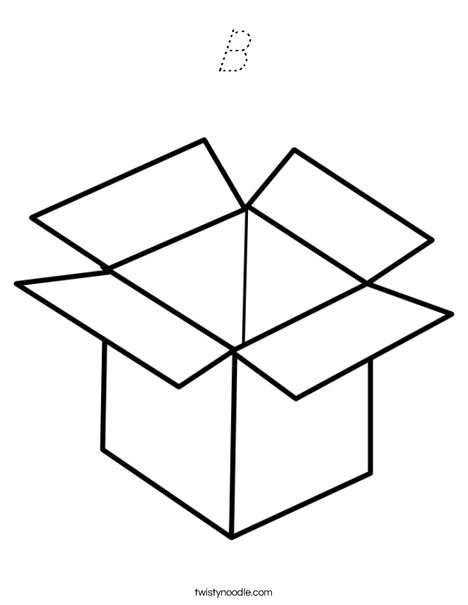 B is for Box Coloring Page