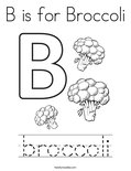 B is for Broccoli Coloring Page