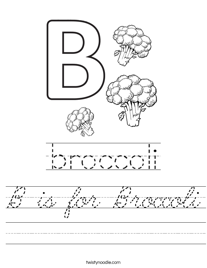 B is for Broccoli Worksheet