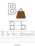 colors worksheet B is for brown Handwriting Sheet