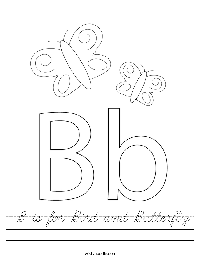  B is for Bird and Butterfly Worksheet