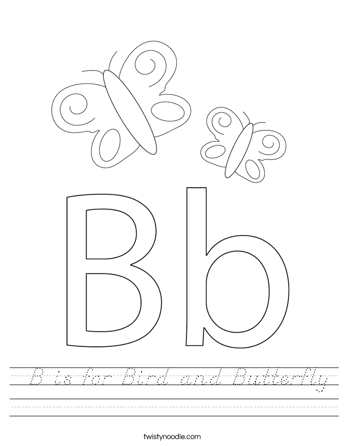  B is for Bird and Butterfly Worksheet