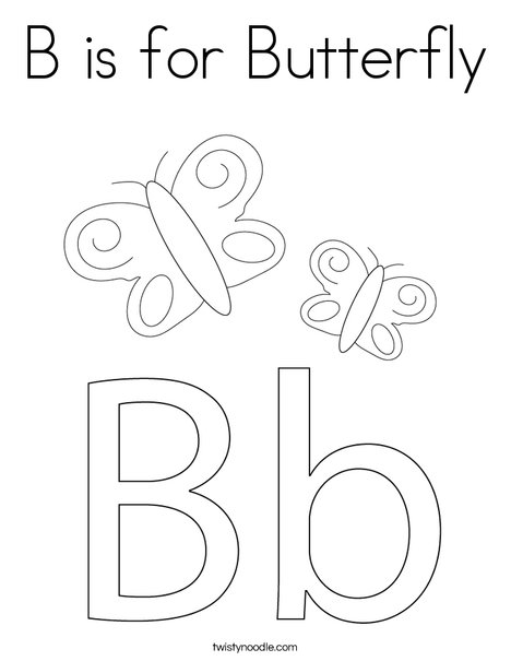 B is for Butterfly Coloring Page
