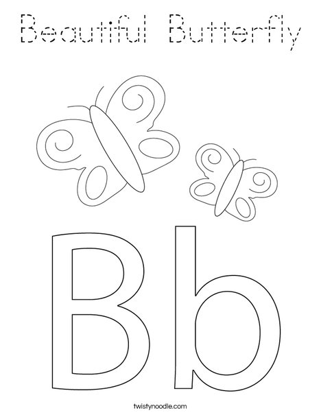 B is for Butterfly Coloring Page