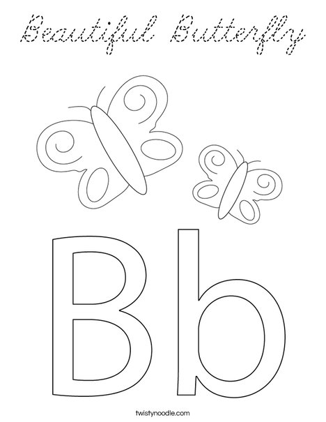 B is for Butterfly Coloring Page