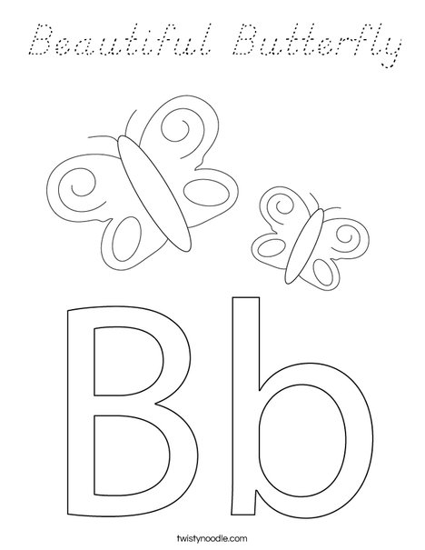 B is for Butterfly Coloring Page