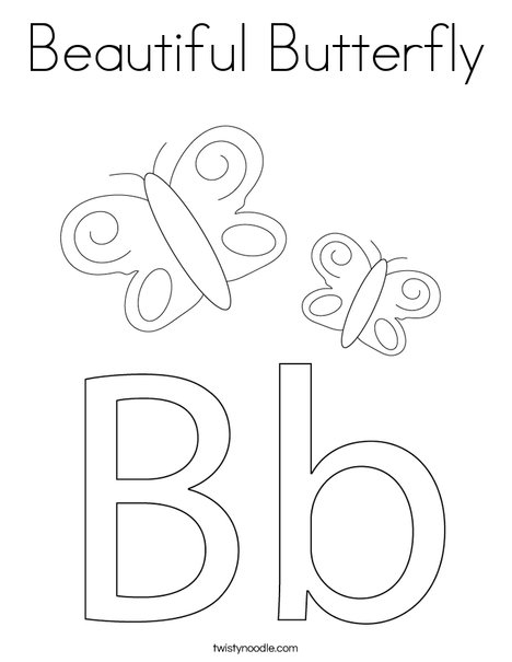 B is for Butterfly Coloring Page