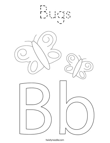 B is for Butterfly Coloring Page