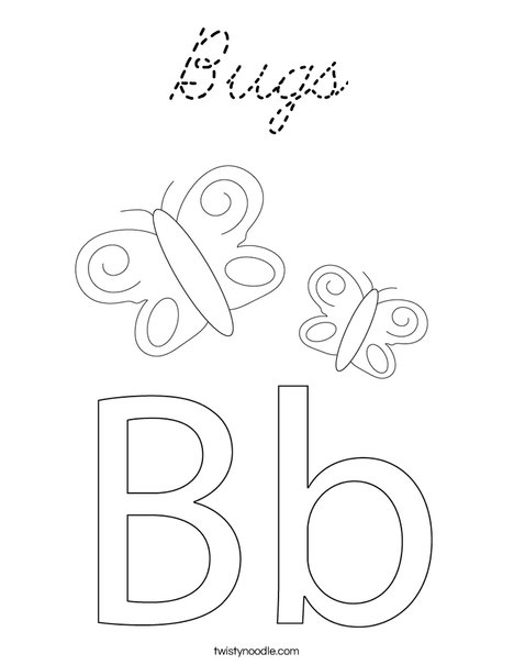 B is for Butterfly Coloring Page