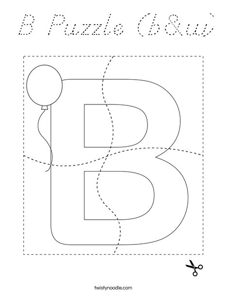 B Puzzle (b&w) Coloring Page