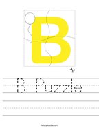 B Puzzle Handwriting Sheet