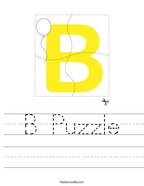 worksheets for preschool letter b B Puzzle Handwriting Sheet