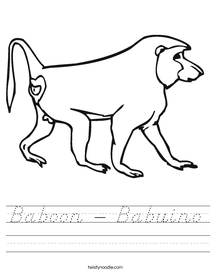 Baboon - Babuino Worksheet