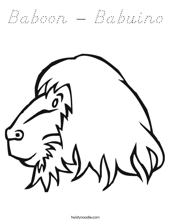 Baboon - Babuino Coloring Page