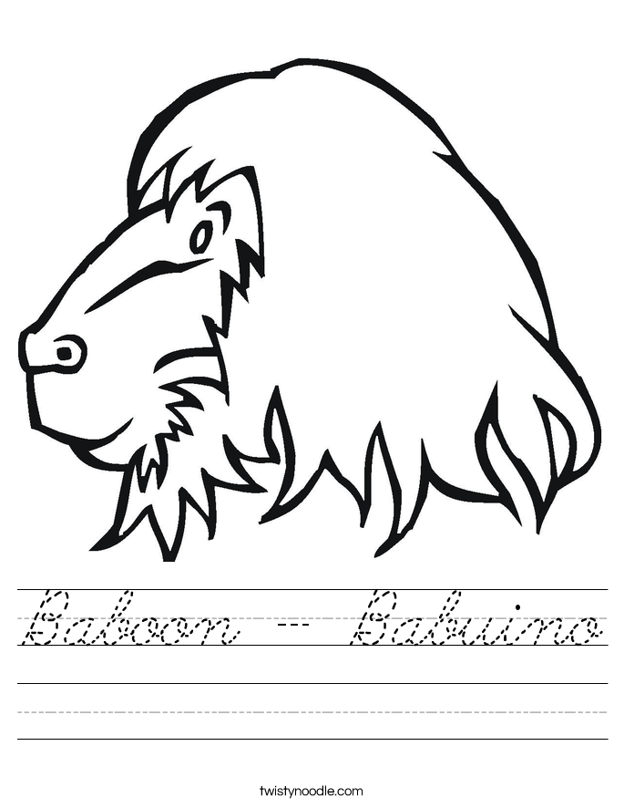 Baboon - Babuino Worksheet