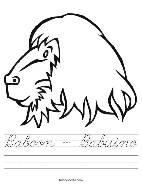 Baboon Head Worksheet