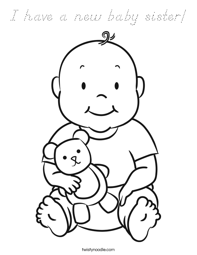 I have a new baby sister Coloring Page - D'Nealian - Twisty Noodle