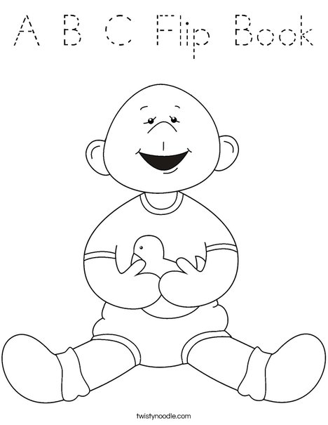 Baby Boy with Ducky Coloring Page