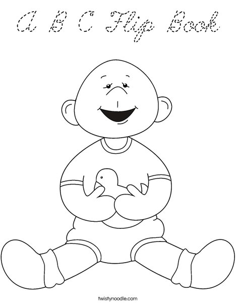 Baby Boy with Ducky Coloring Page