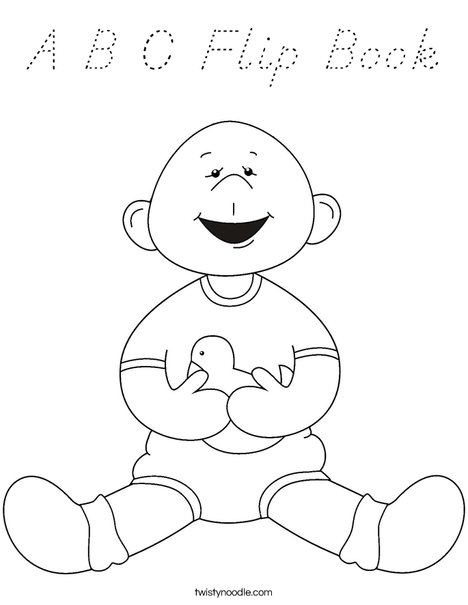 Baby Boy with Ducky Coloring Page