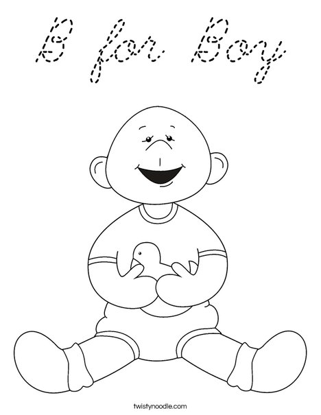 Baby Boy with Ducky Coloring Page