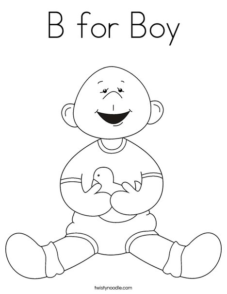 Baby Boy with Ducky Coloring Page