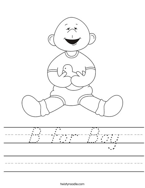 Baby Boy with Ducky Worksheet