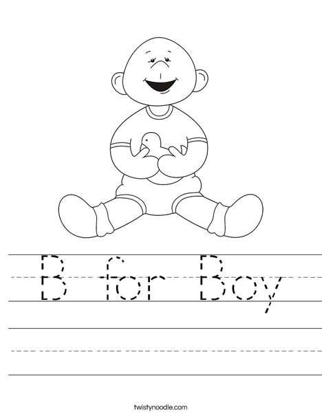 Baby Boy with Ducky Worksheet