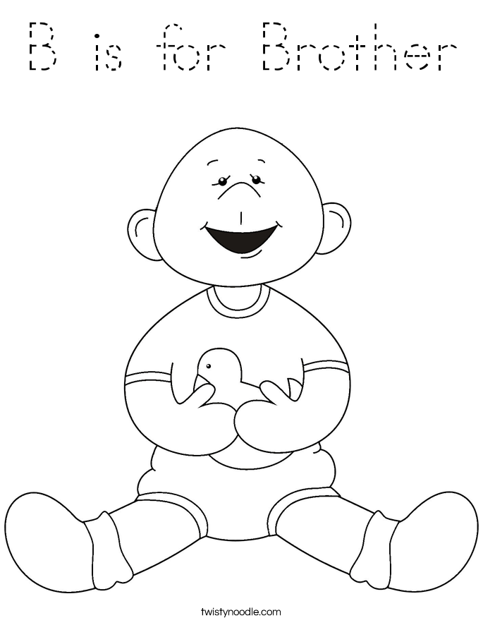 B is for Brother Coloring Page