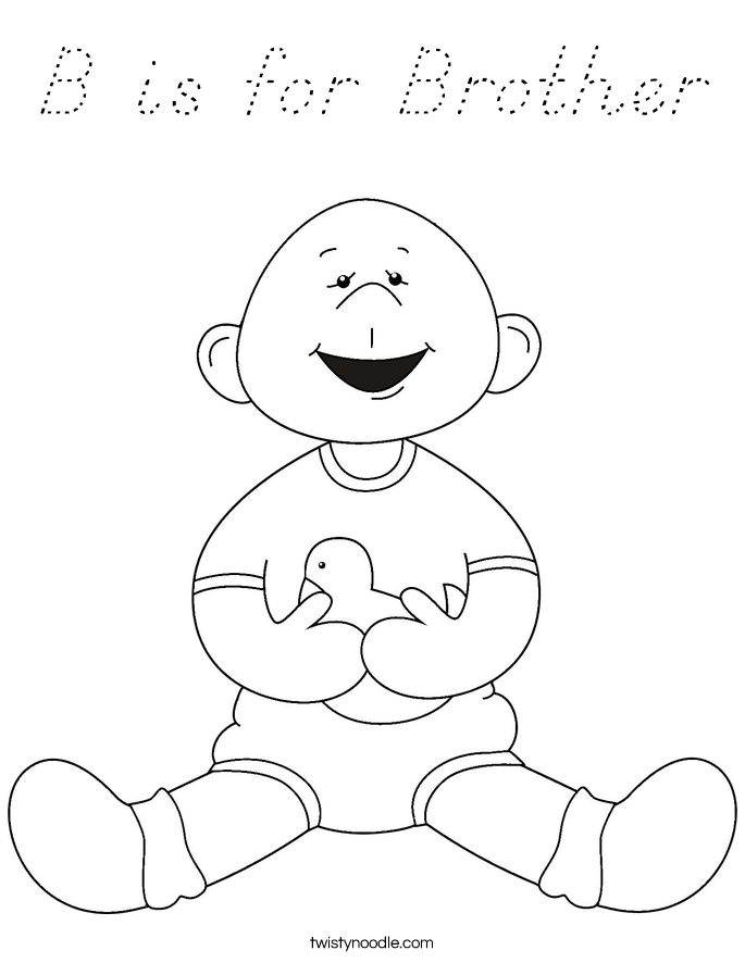 B is for Brother Coloring Page