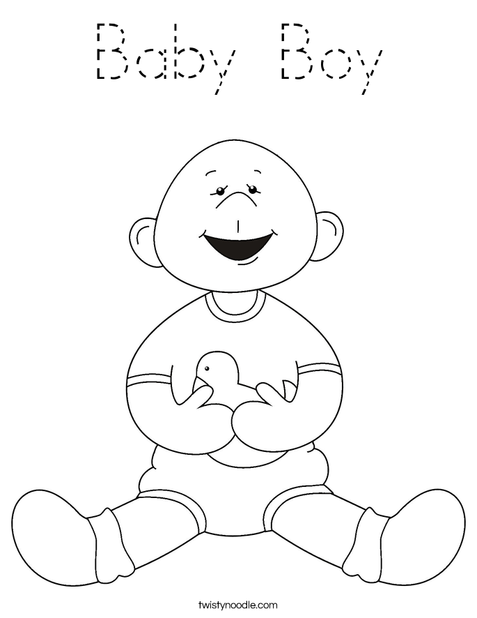 Download Baby Boy Coloring Page - Tracing - Twisty Noodle