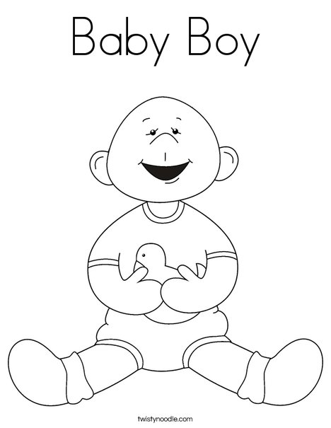 Baby Boy with Ducky Coloring Page