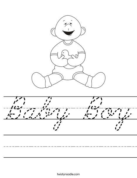 Baby Boy with Ducky Worksheet