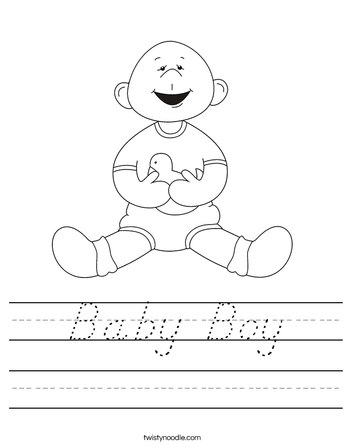 Baby Boy Worksheet - D'Nealian - Twisty Noodle