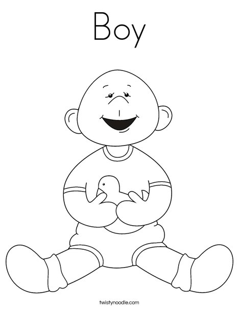 Baby Boy with Ducky Coloring Page