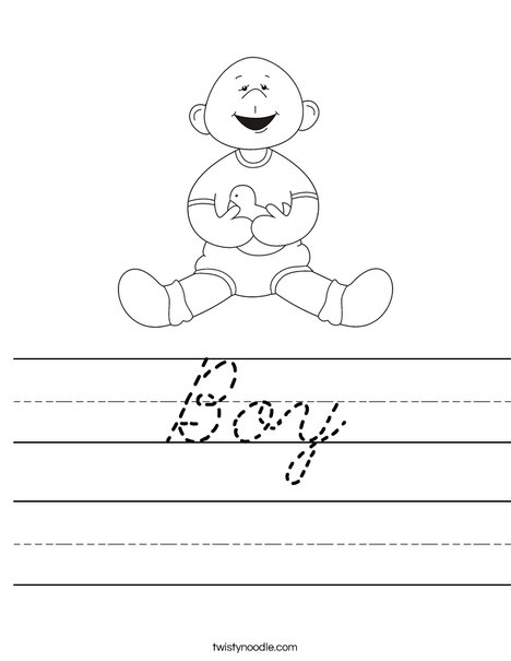 Baby Boy with Ducky Worksheet