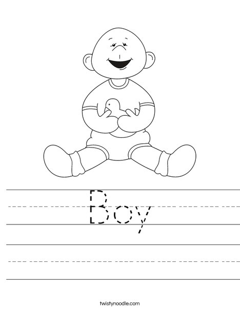 Baby Boy with Ducky Worksheet