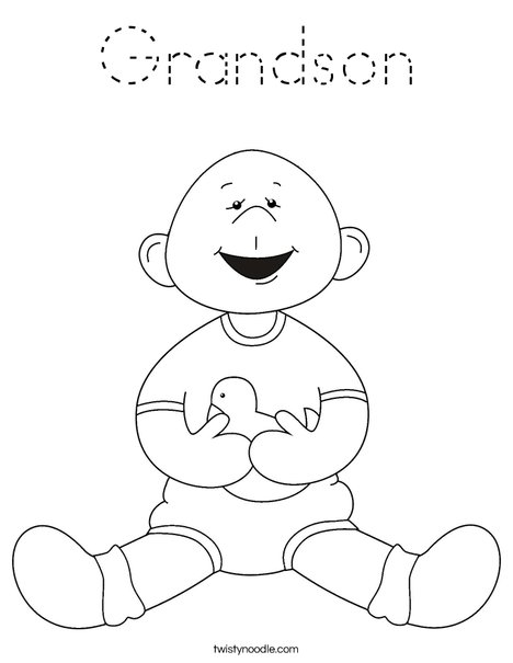 Baby Boy with Ducky Coloring Page