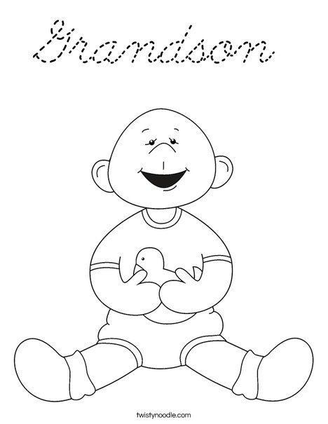 Baby Boy with Ducky Coloring Page