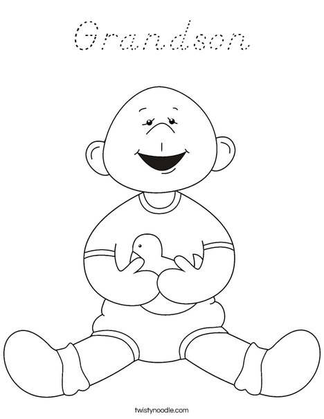 Baby Boy with Ducky Coloring Page
