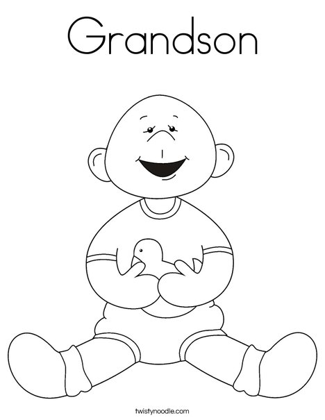 Baby Boy with Ducky Coloring Page