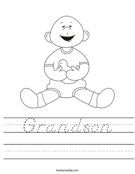 Baby Boy with Ducky Worksheet