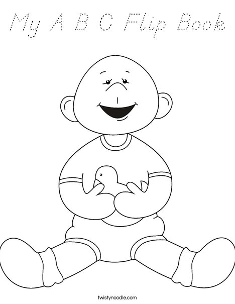 Baby Boy with Ducky Coloring Page