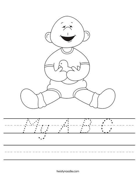 Baby Boy with Ducky Worksheet