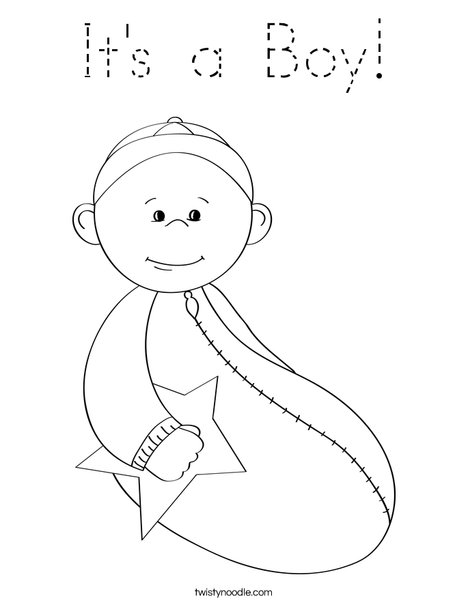 Baby boy with Star Coloring Page