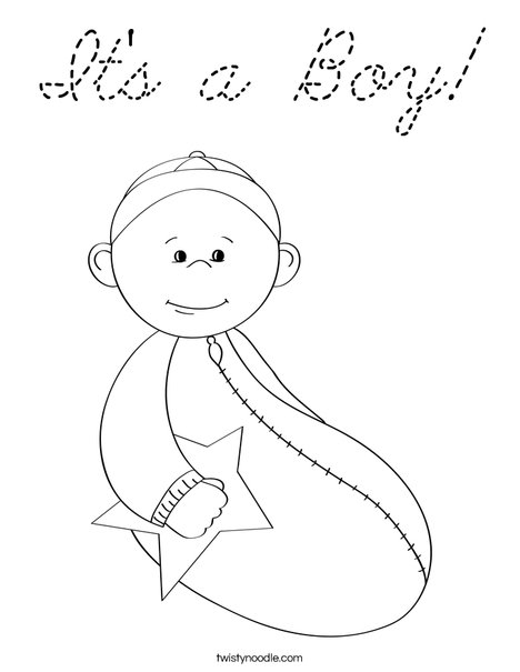 Baby boy with Star Coloring Page