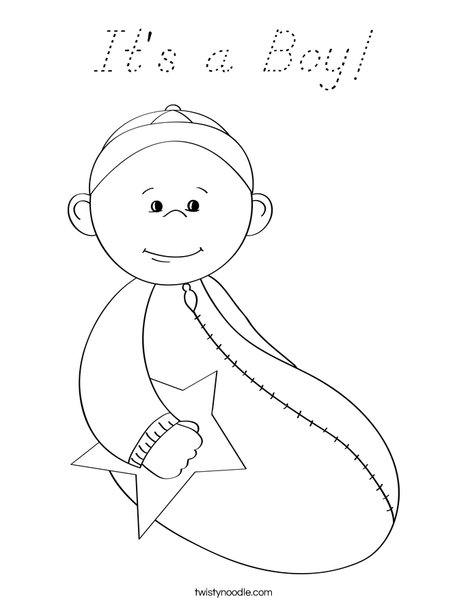 Baby boy with Star Coloring Page